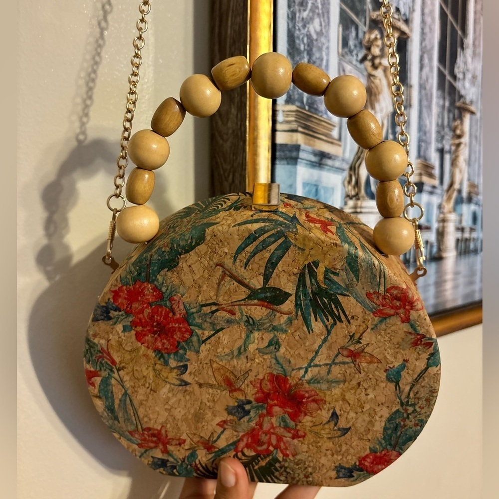 ALESSIA Women's Cork Handbag with crossbody chain